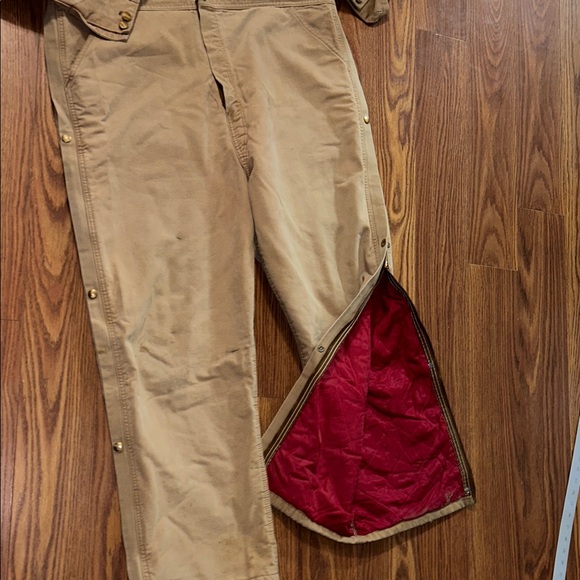 Vintage Carhartt Insulated Lined Winter Coveralls Size XXL 30L Regular Tan Brown - Picture 5 of 16
